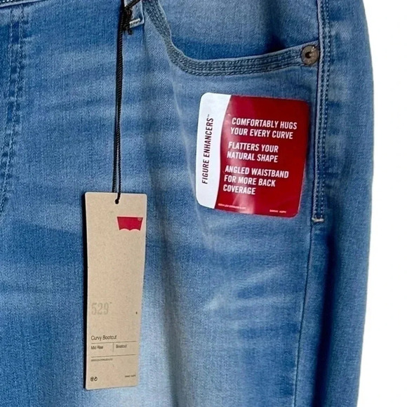 Levi's Curvy bootcut 33/16M figure enhancer distressed blue jeans NEW - Picture 6 of 6